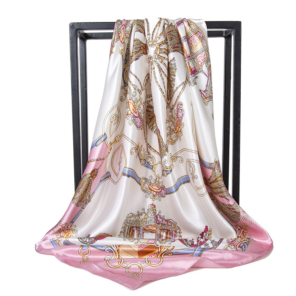 Bandana Scarf 90cm Scarf Lady Beach Muslim Hijab Girl Turban Shawl Pink