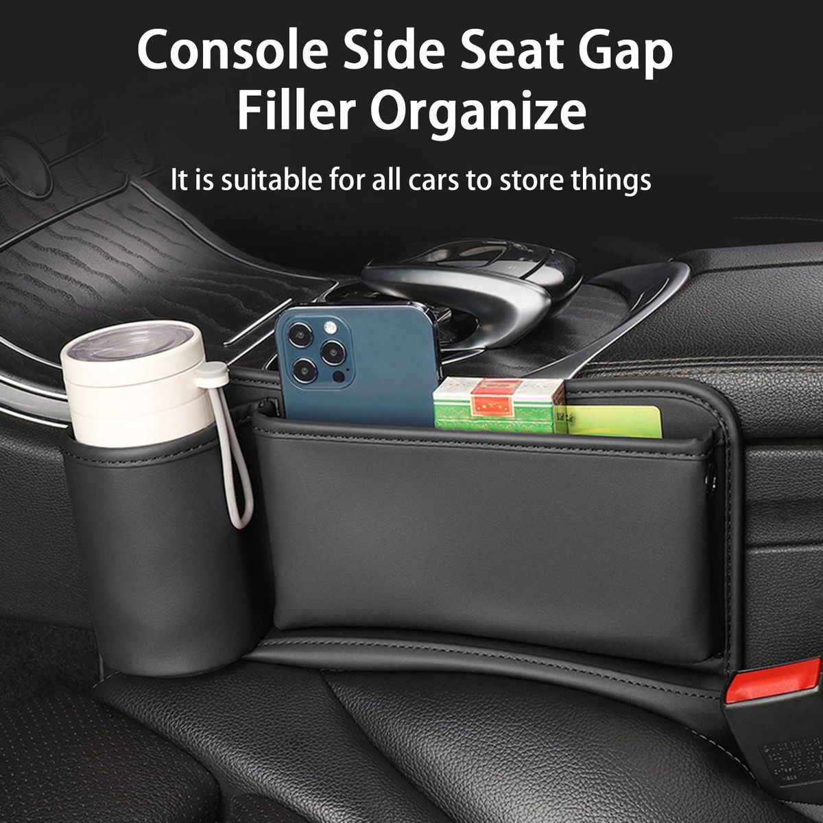 Car Seat Organizer Seat Gap Slit Pocket Seat Organizer Black