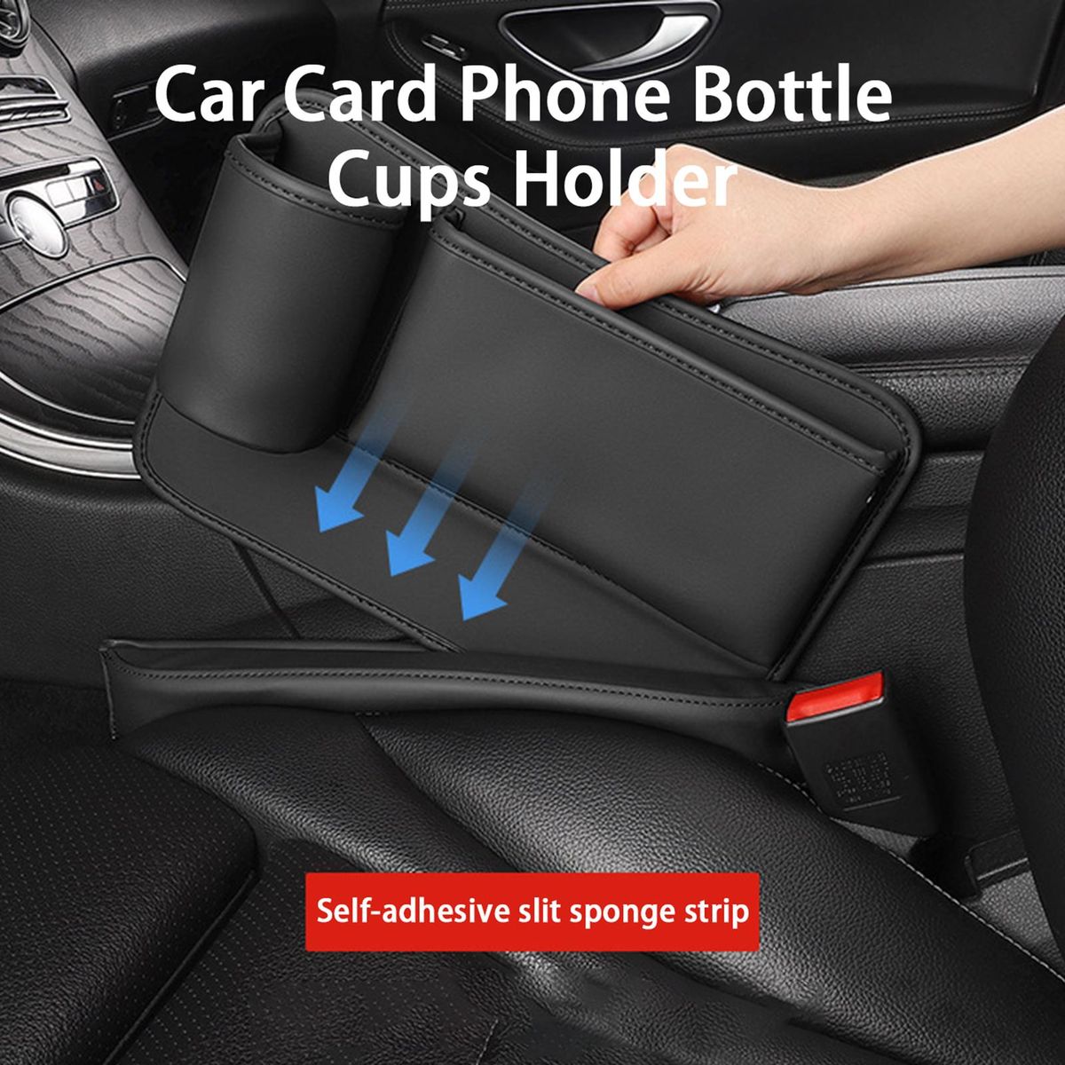 Car Seat Organizer Seat Gap Slit Pocket Seat Organizer Black