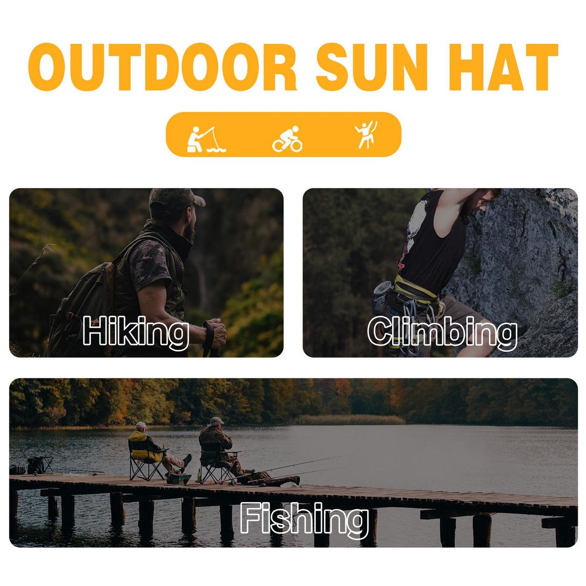 Sun Hat Wide Brim UV Protection Foldable Bucket Hat for Fishing Hiking Camping