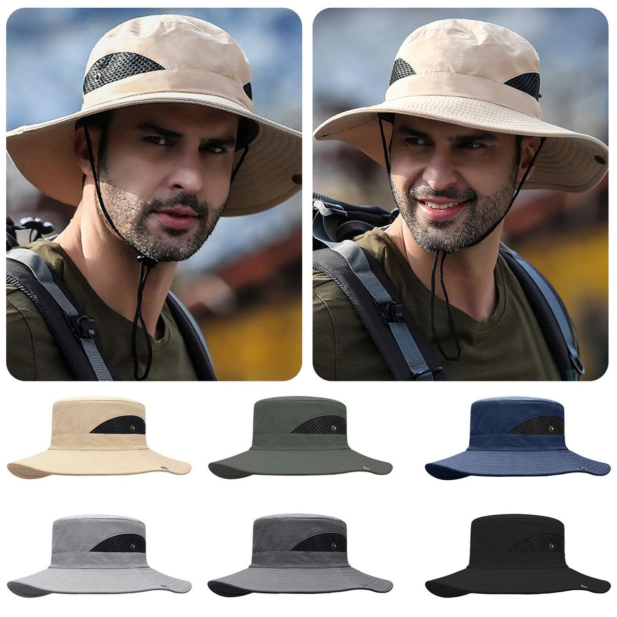 Sun Hat Wide Brim UV Protection Foldable Bucket Hat for Fishing Hiking Camping