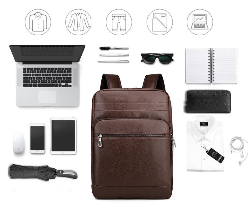 Multifunctional Backpack For Men High-quality PU Leather Laptop Backbag Luxury Waterproof Portable Travel Bag