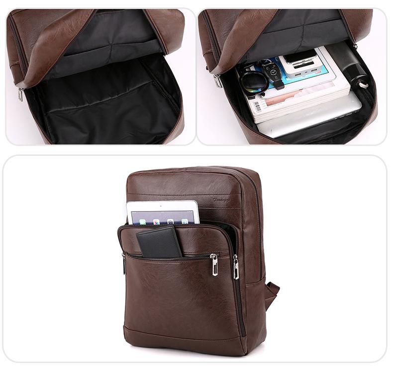 Multifunctional Backpack For Men High-quality PU Leather Laptop Backbag Luxury Waterproof Portable Travel Bag