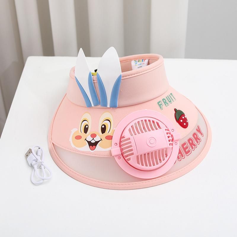 Kids Hats with Fan USB Rechargeable Cartoon Sun Protection Adjustable Visors Cap