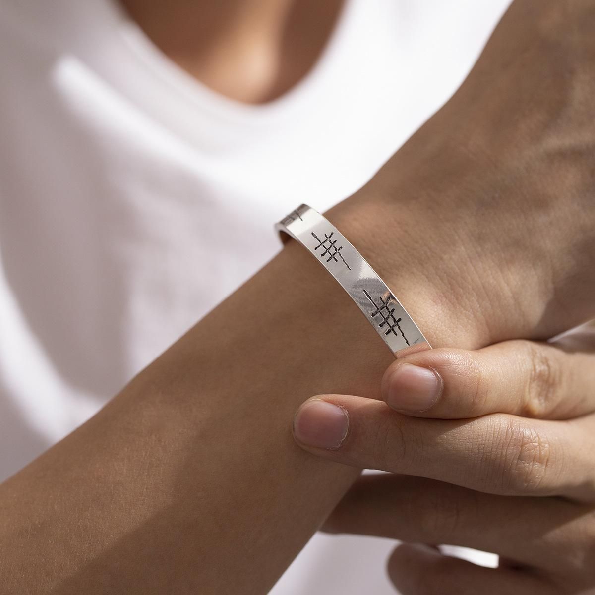 Fashion Irregular Metal Design Bracelet Open Retro Style Men's Bracelet