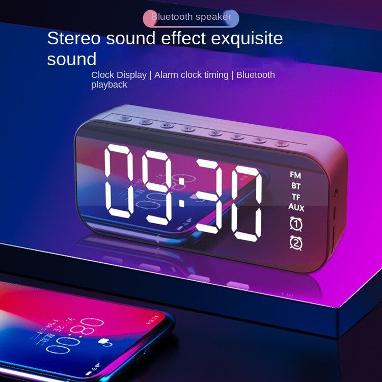 【Free Gift】！Multifunctional LED Digital Alarm Clock Bluetooth Speaker Convenient Construction Site Sound Luminous Subwoofer