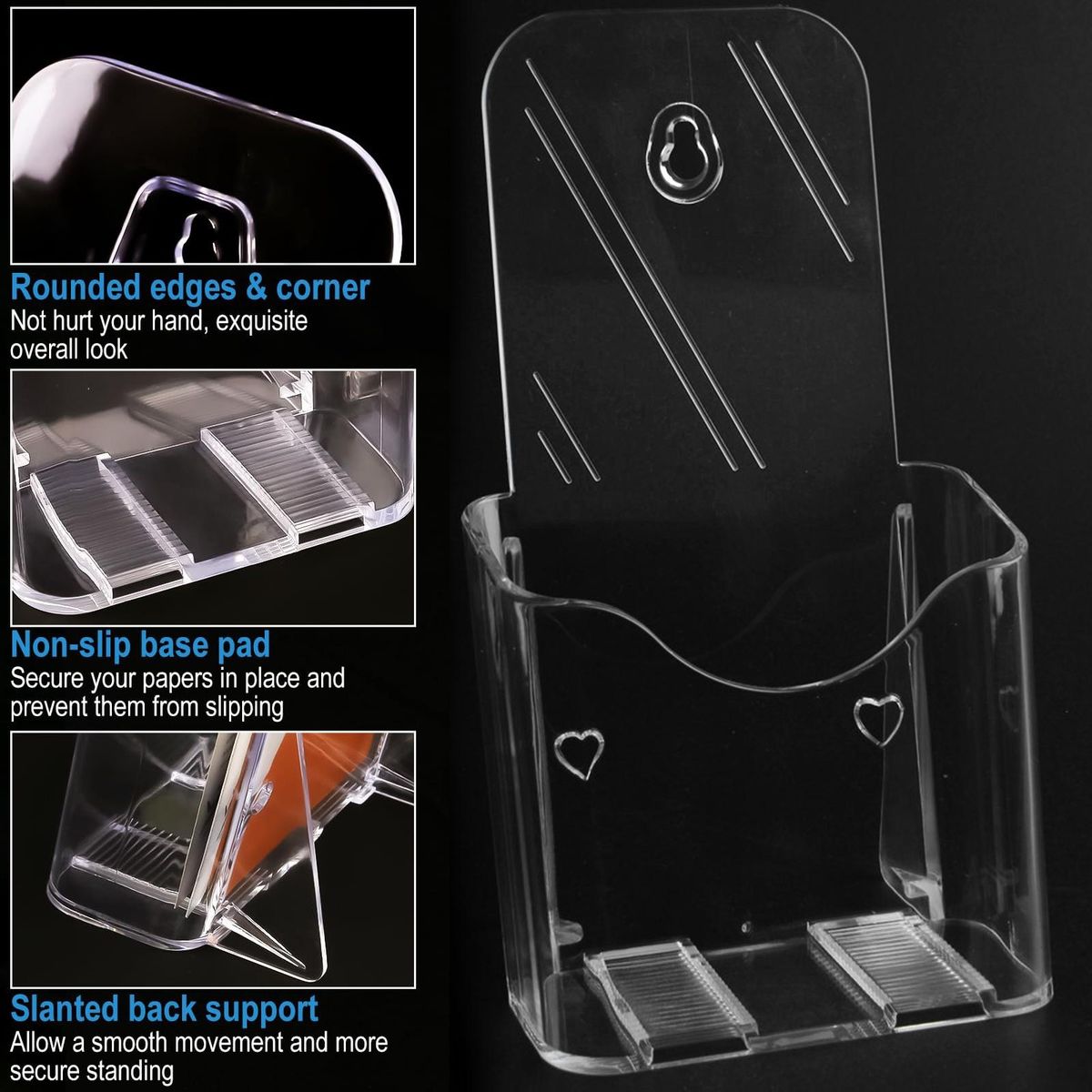 Sturdy Flyer Stand Acrylic Brochure Holder Set Versatile for Flyers Transparent
