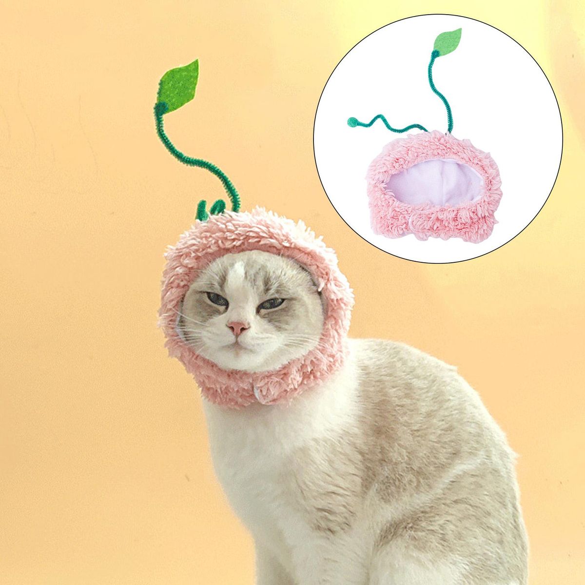 Dog Headwear Cute Peach Shape Dog Cat Headgear Pet Headdress Pink