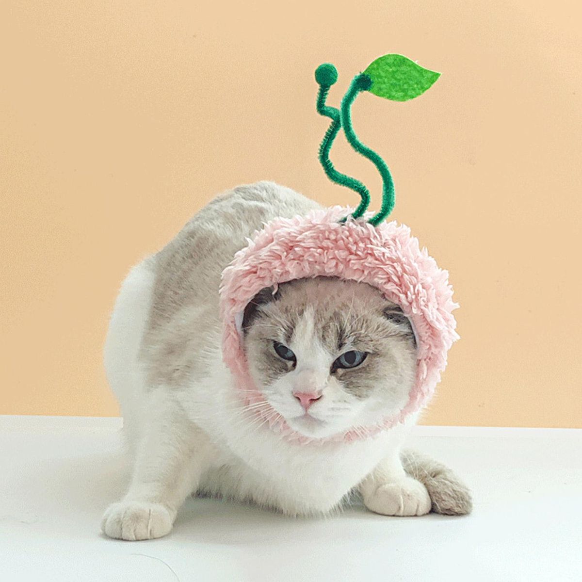 Dog Headwear Cute Peach Shape Dog Cat Headgear Pet Headdress Pink