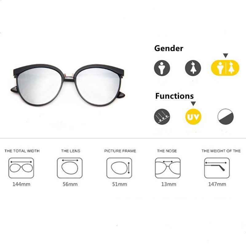 UV400 Cat Eye Sunglasses Coating Mirror Sexy Sun Glasses -#1