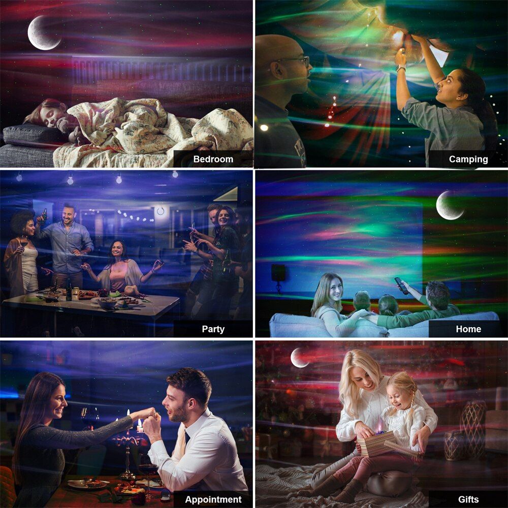 Aurora Star Lights Laser Galaxy Starry Sky Ocean Wave Projector Night Light Colorful Nebula Moon Lamp Bedroom Decoration Gifts