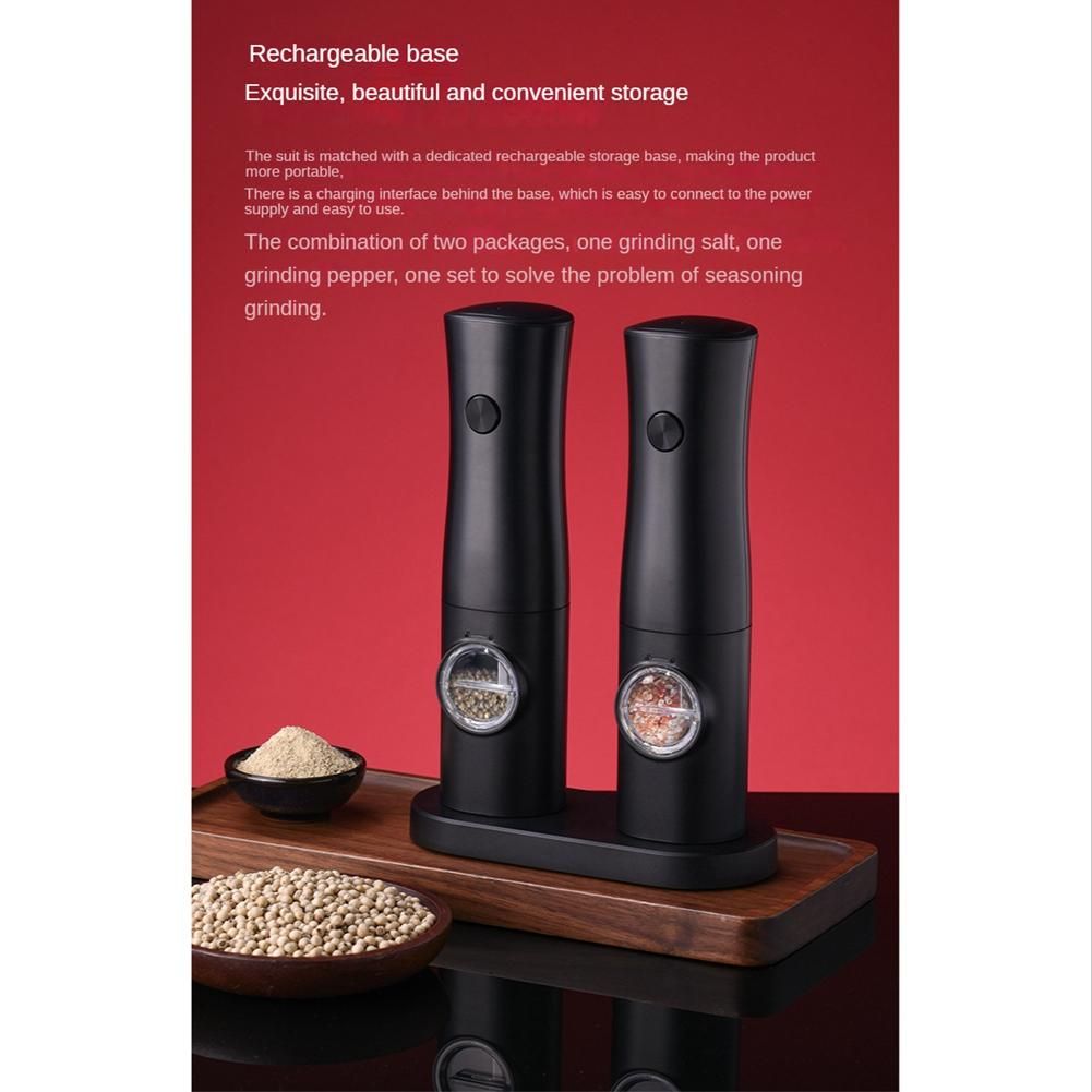 Electric Salt and Pepper Grinder SetGravity Automatic Salt & Pepper Refillable with Rechargeable Base