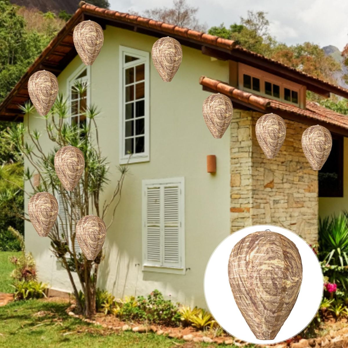 Wasp Nest Lantern Wasp Nest Decoy Waterproof Realistic Wasp Brown
