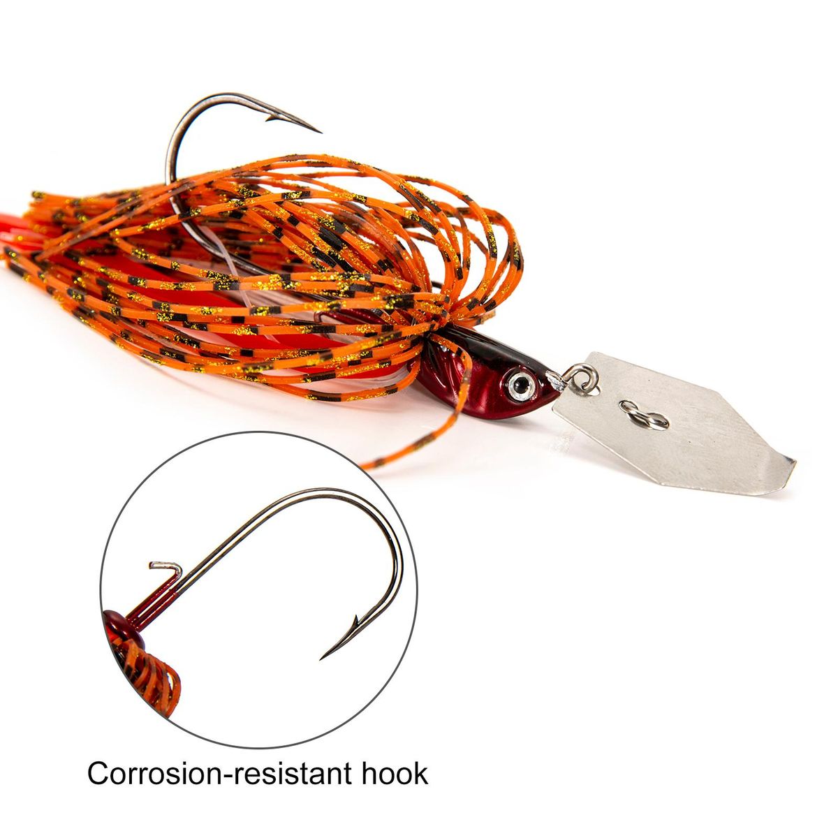 10g Bladed Jig Fishing Lure Spinner Bait Squid Lure Silicone Skirt with Hook