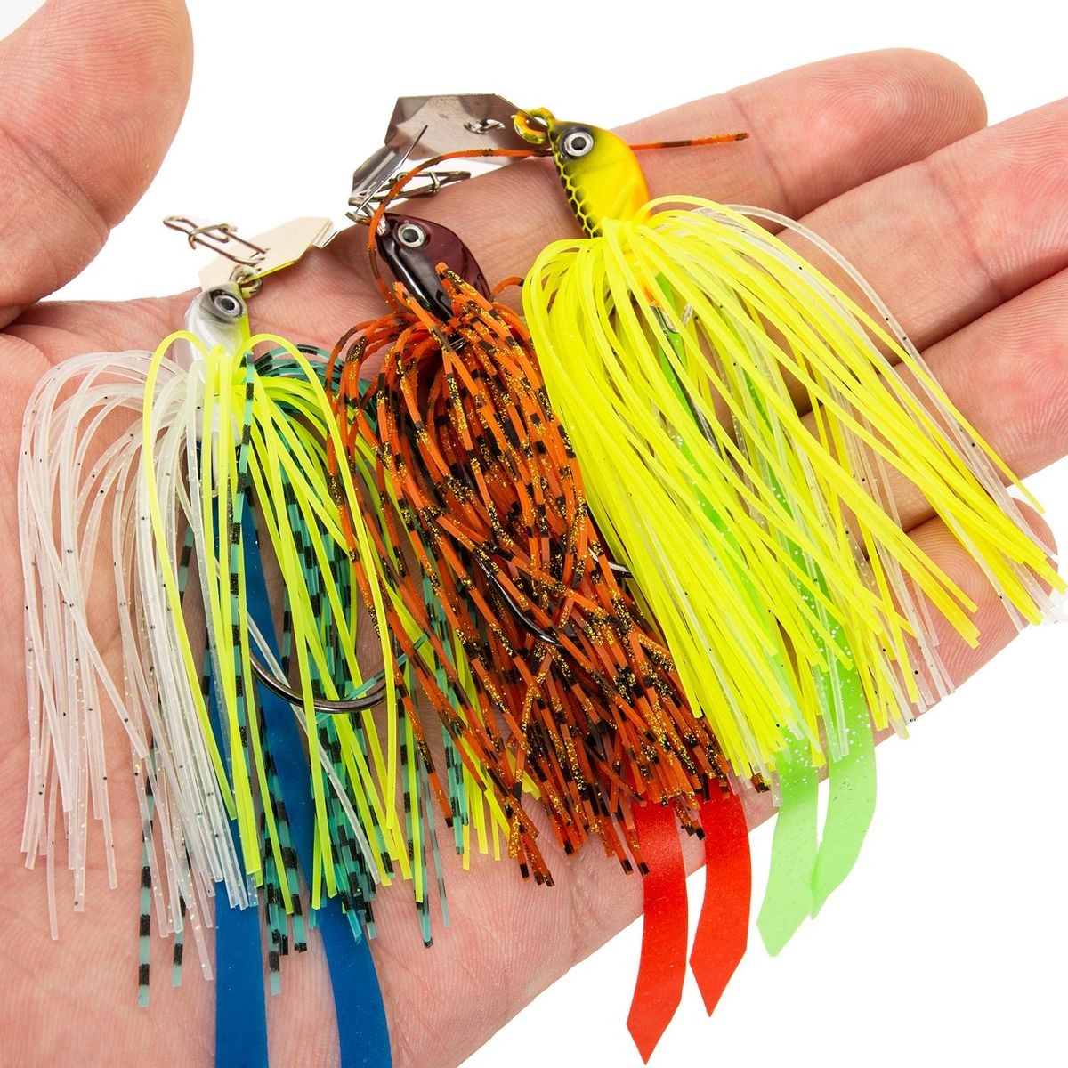 10g Bladed Jig Fishing Lure Spinner Bait Squid Lure Silicone Skirt with Hook