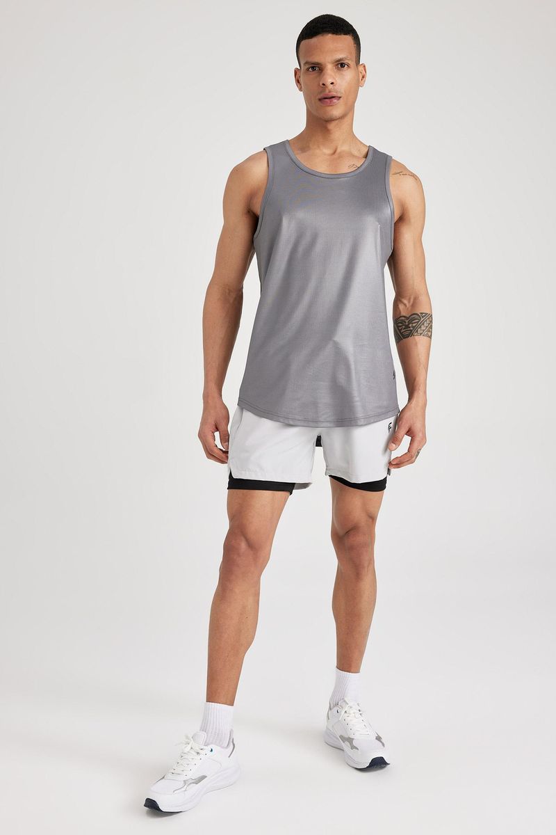 Man Slim Fit Sleeveless Crew Neck Knitted Athlete - Grey