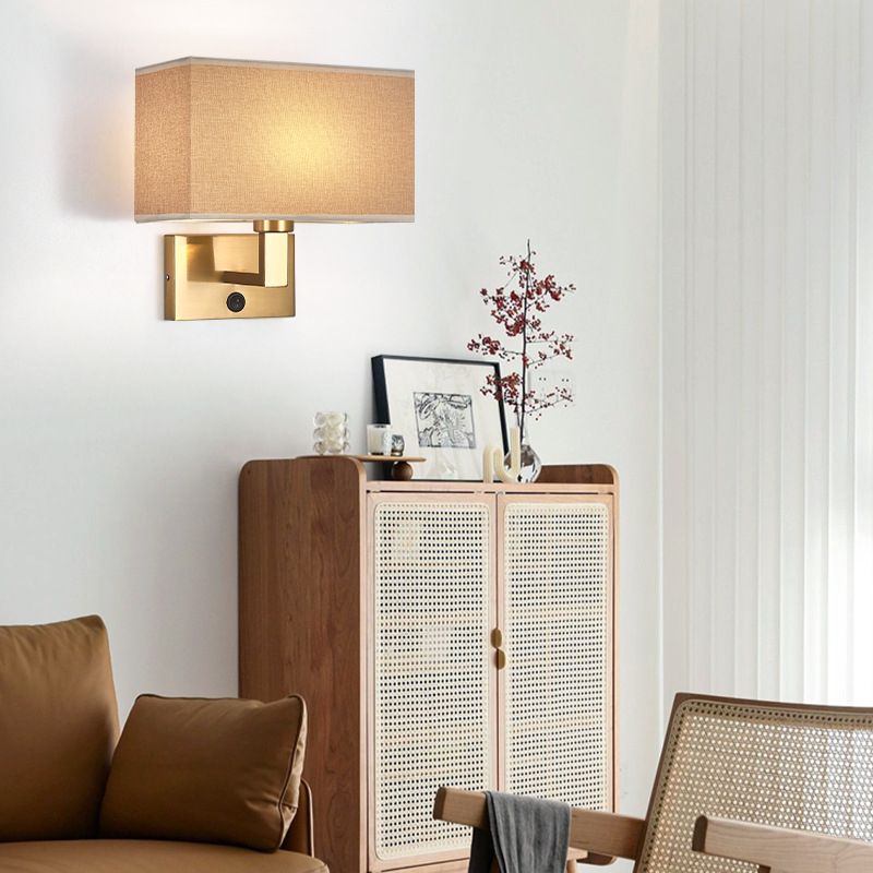 Luxury Bedroom Wall Square Indoor Wall Mounted Lamp With Fabric Shade/Bedside Reading Wall Light
