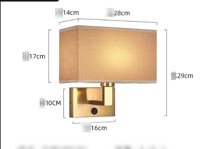 Luxury Bedroom Wall Square Indoor Wall Mounted Lamp With Fabric Shade/Bedside Reading Wall Light