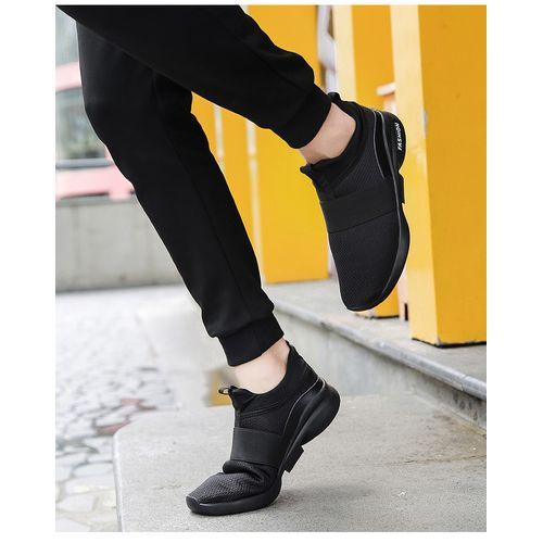 Big Size 36-48 Mens Breathable Athletic Casual Lightweight Sport Sneakers（Black）