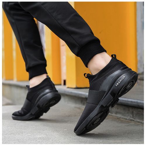 Big Size 36-48 Mens Breathable Athletic Casual Lightweight Sport Sneakers（Black）