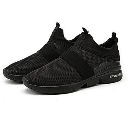 Big Size 36-48 Mens Breathable Athletic Casual Lightweight Sport Sneakers（Black）