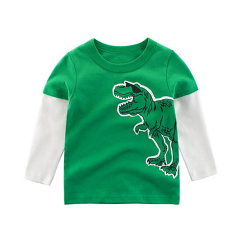 100% Cotton Kid Fashion Dinosaur Print Long Sleeve T-Shirt