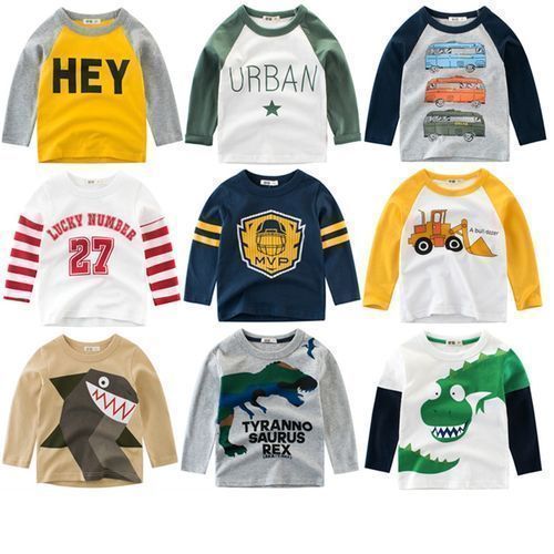 100% Cotton Kid Fashion Dinosaur Print Long Sleeve T-Shirt
