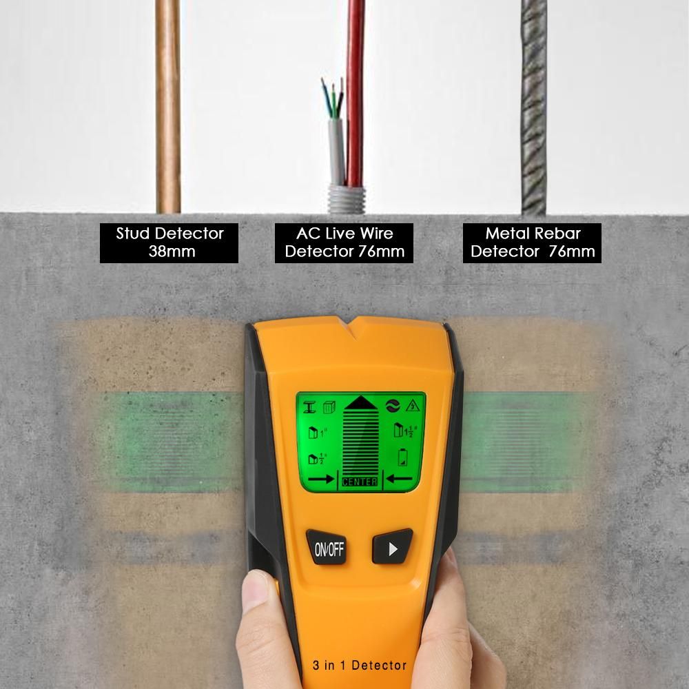 Stud Finder 3 in 1 Multi-functional LCD Digital Wall Detector Metal Wood AC Cable Live Wire Scanner