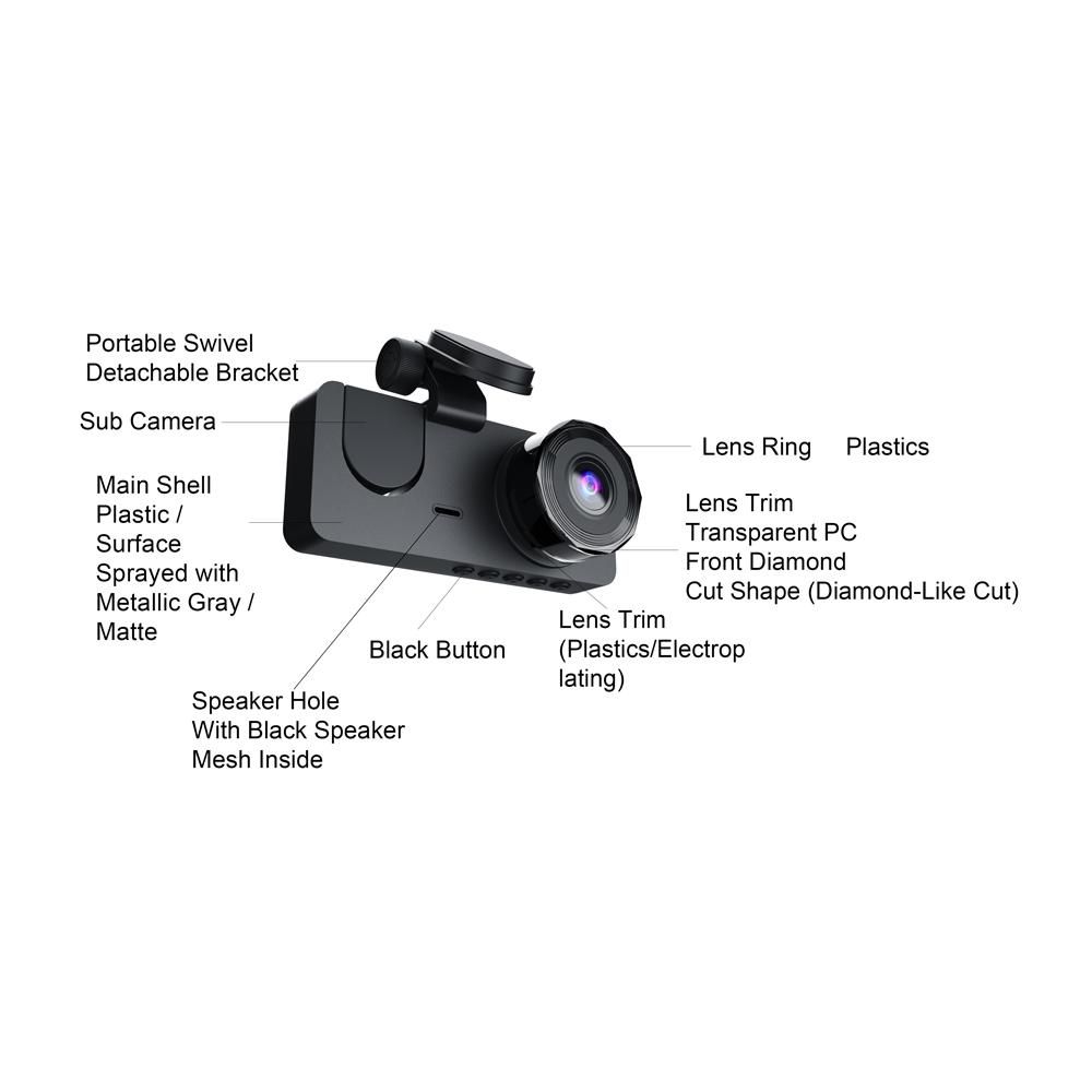 1080P DVR Dash Camera Front & Inside & Rear Camera Driving Recorder 2 Inch Screen Dashcam Support Night-Vision Loop Recording Motion Detection One-Key Lock