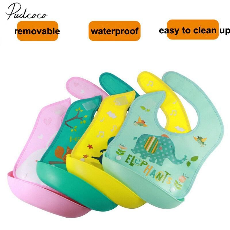 4PCS Baby Boys Girls Silicone Waterproof Bib