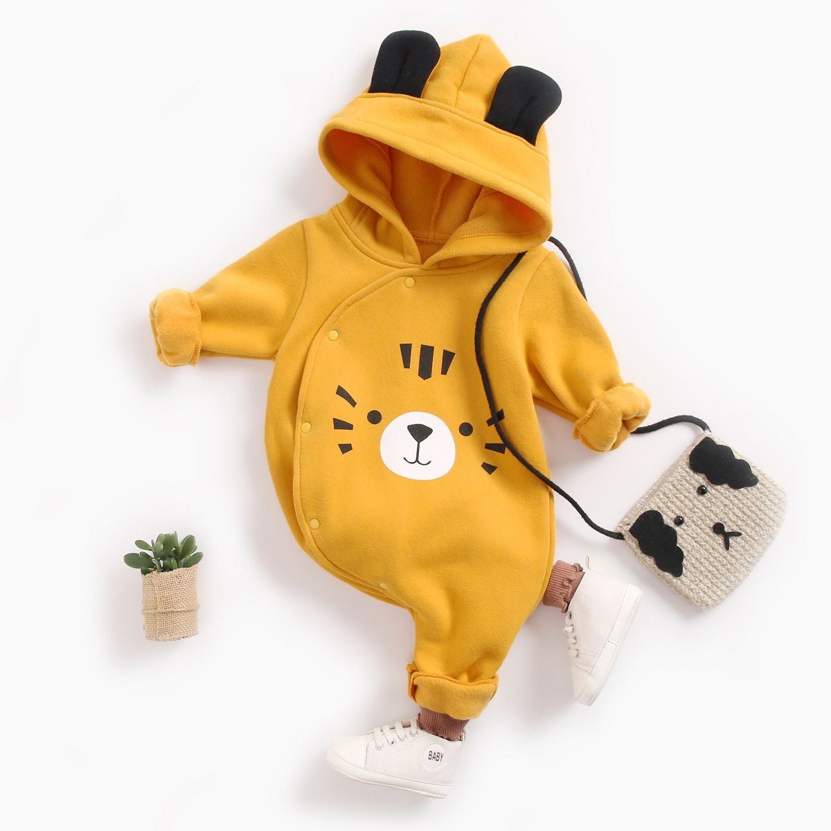 Cotton Newborn Baby Boys Girls Winter Bodysuits Tiger Cute