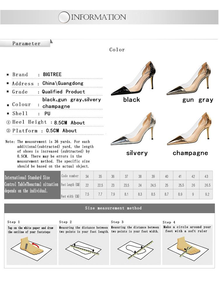 Clear Heels Women Shoes Woman Pumps Metal Transparent High Heels Stiletto Black
