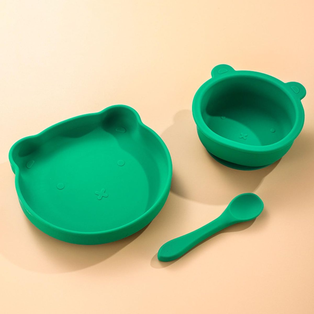 3PcsSet Kid Dinnerware Set Reusable Kids Dinnerware Set Green