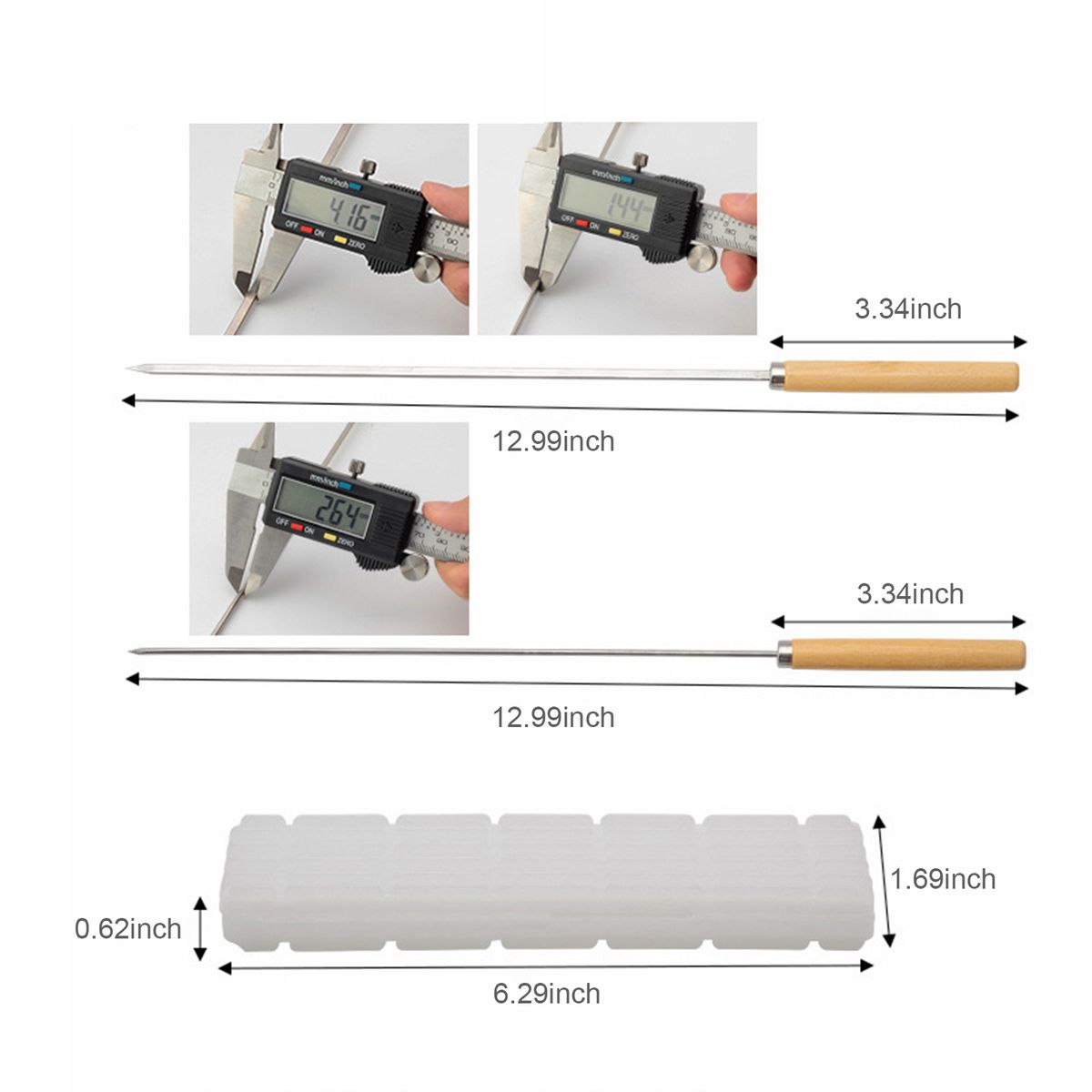 20PCS Barbecue Skewer Grilling Kabob Reusable Metal Skewers