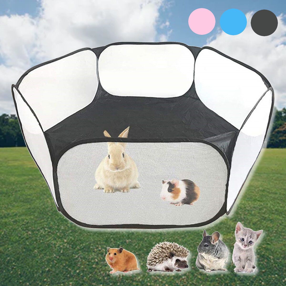 Foldable Portable Pet Playpen Open Indoor Outdoor Small Animal Cage Tent Fence