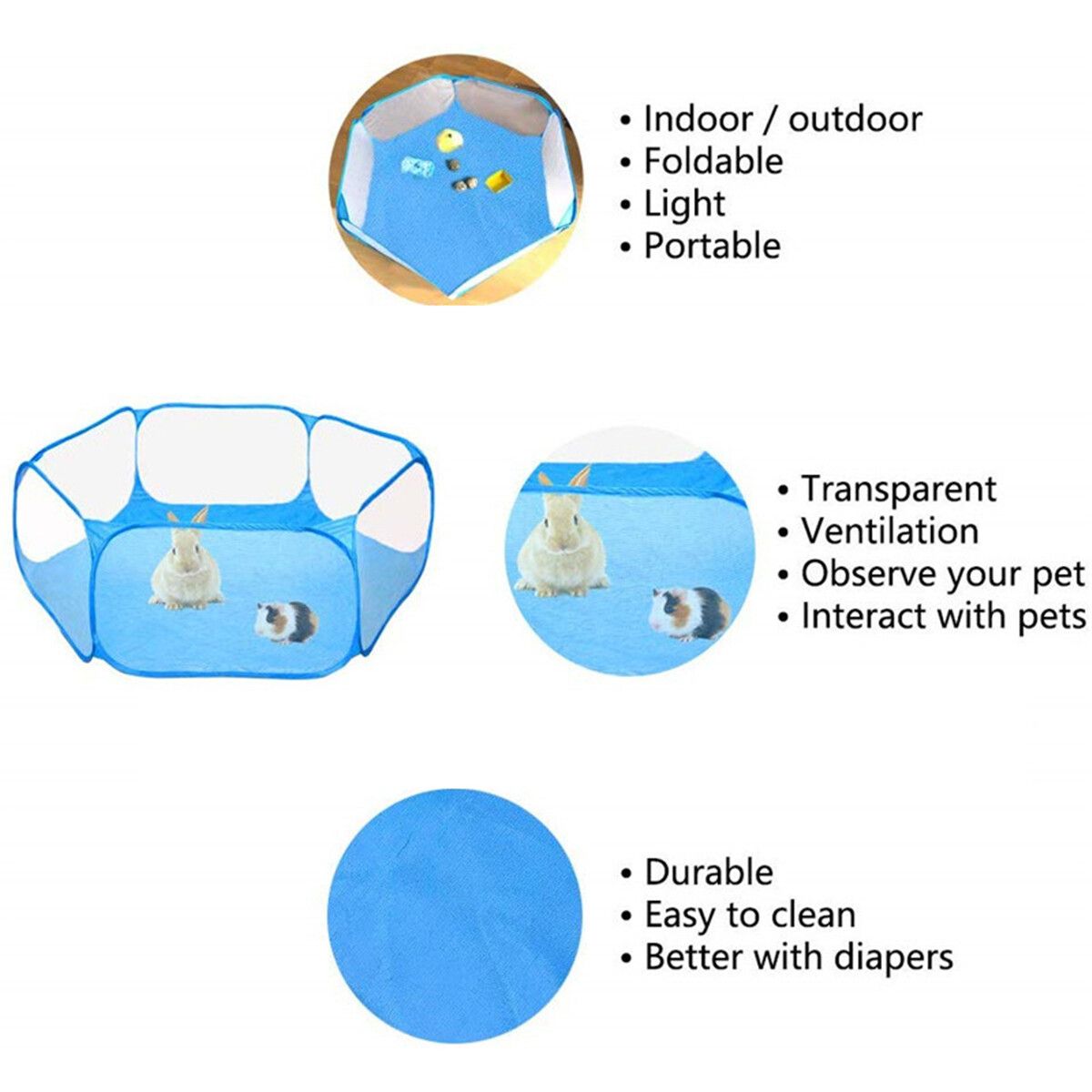 Foldable Portable Pet Playpen Open Indoor Outdoor Small Animal Cage Tent Fence
