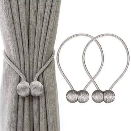 Set Of Magnetic Curtain Decorative Tiebacks - Grey -2pcs