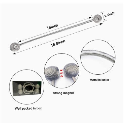 Set Of Magnetic Curtain Decorative Tiebacks - Grey -2pcs