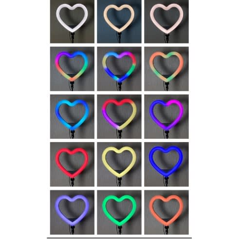 Heart Shaped Ringlight - 10inch - 25.4cm, 6-colors + Tripod Stand, Jm26-10