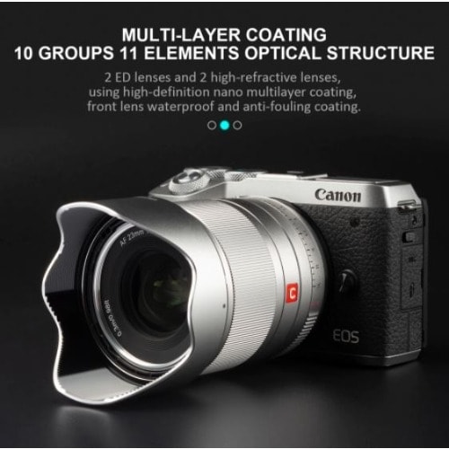 Viltrox 23mm F1.4 Lens For Canon M50 Wide Angle Lens - Silver
