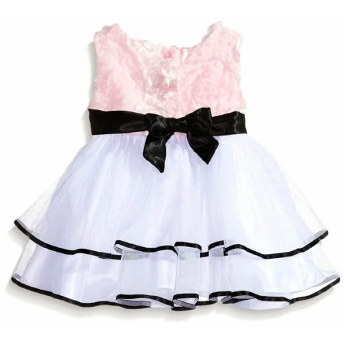 Baby Girls Pink Soutach To White Mesh Social Dress