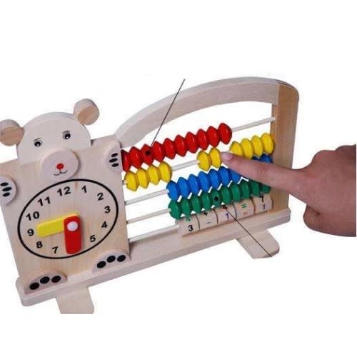 2in1 Kids Wooden Abacus Clock