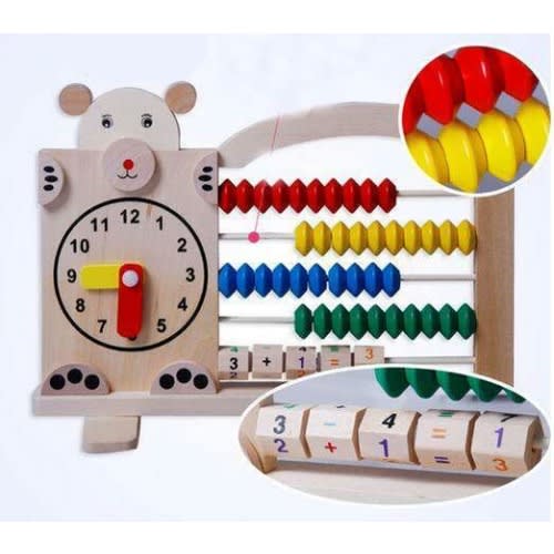 2in1 Kids Wooden Abacus Clock