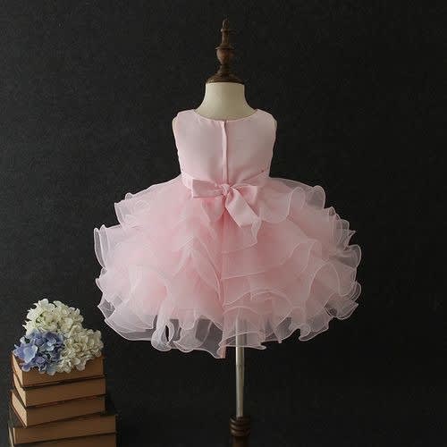 Baby Girl Pink Gown With Layered Ruffles