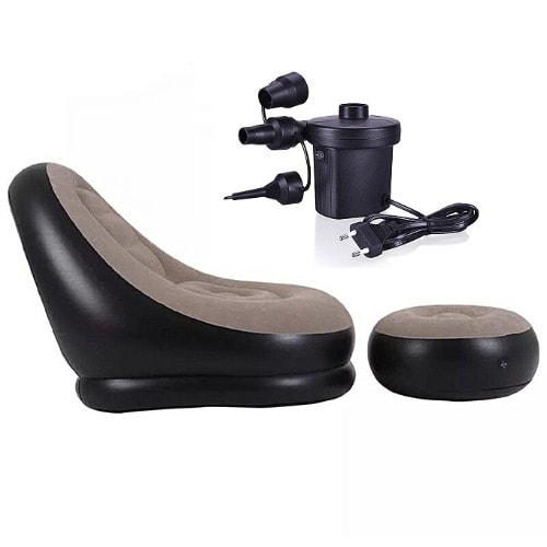 Inflatable Chair With Foot Rest + Two Way Electric Pump