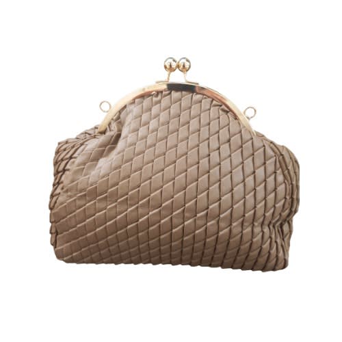 Braided Chain Clause Evening Bag- Mud Colour