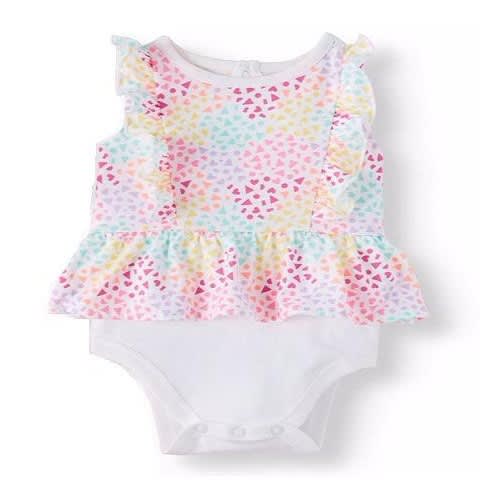 Baby Girl Peplum Flutter Sleeve Heart Bodysuit