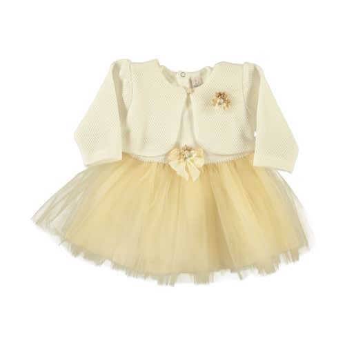 Baby Girl Dress With Mesh Bulero Beige