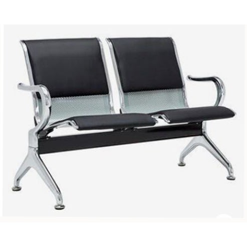 2 Seater Airport Waiting Chair With Black Cushion