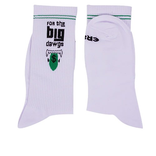 Creex Crew Socks For The Big Dawg- White